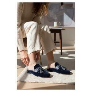 SAM EDELMAN • Paris Tassel Mule in Navy Velvet